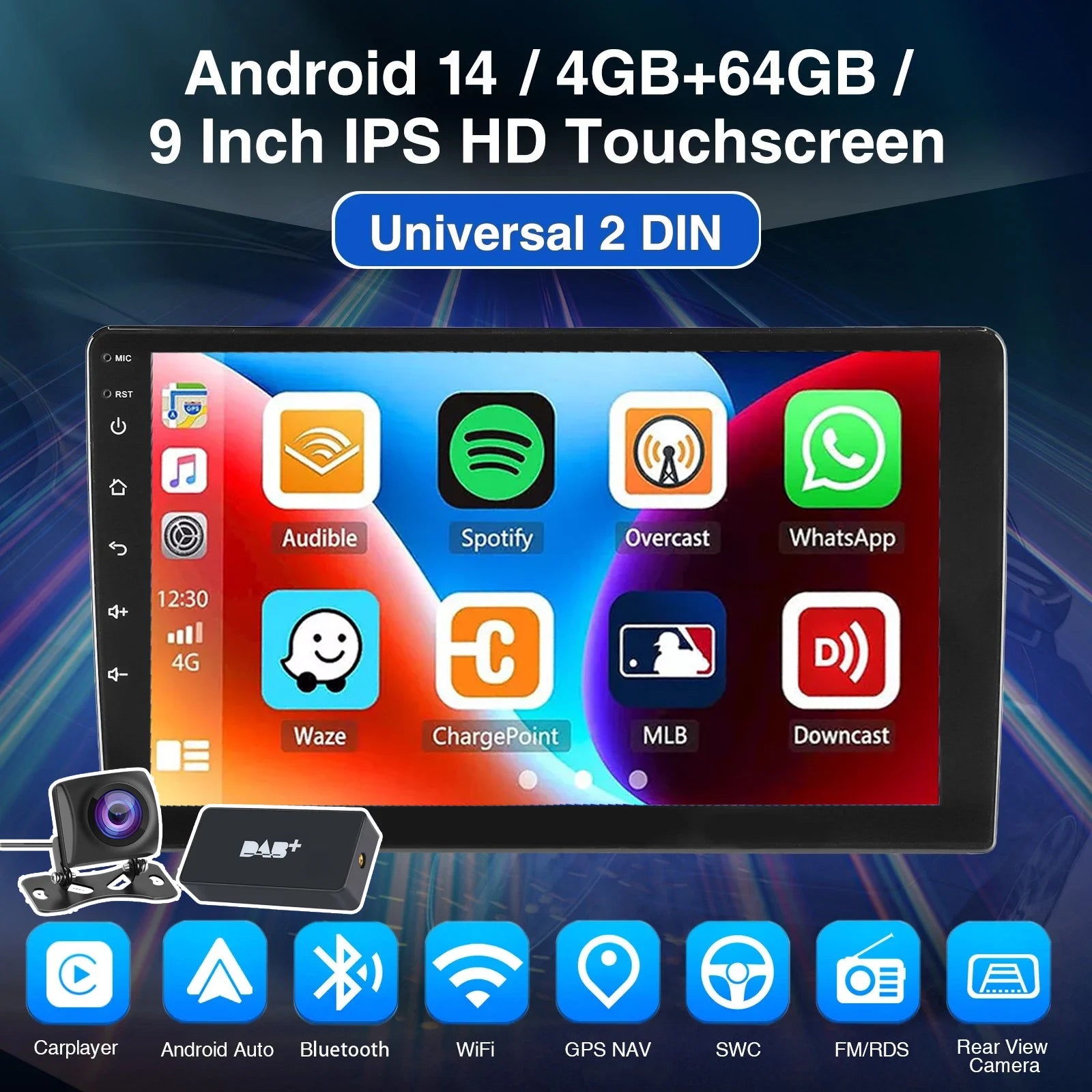 ESSGOO 7"/9"/10" Double Din Car Stereo | Android 14 | CarPlay & Auto
