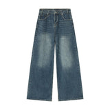 Retro Washed Wide-Leg Denim Trousers