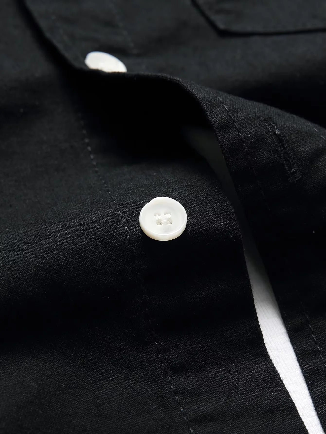 Men's Black Classic Western-Style Long Sleeve Casual Lapel Button Workwear Denim Shirt
