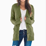 Women's V-Neck Button-Down Cardigan – Soft Loose Fit Knitted Sweater Jacket