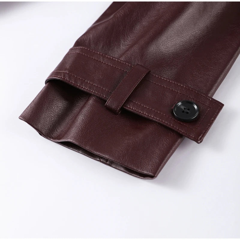 Chic Stand Collar Leather Jacket