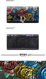 Genuine Leather Purse Wallet Female 3d Embossing Ladies Personality Retro Long Clutch Wallet Women Purse Coin Holders