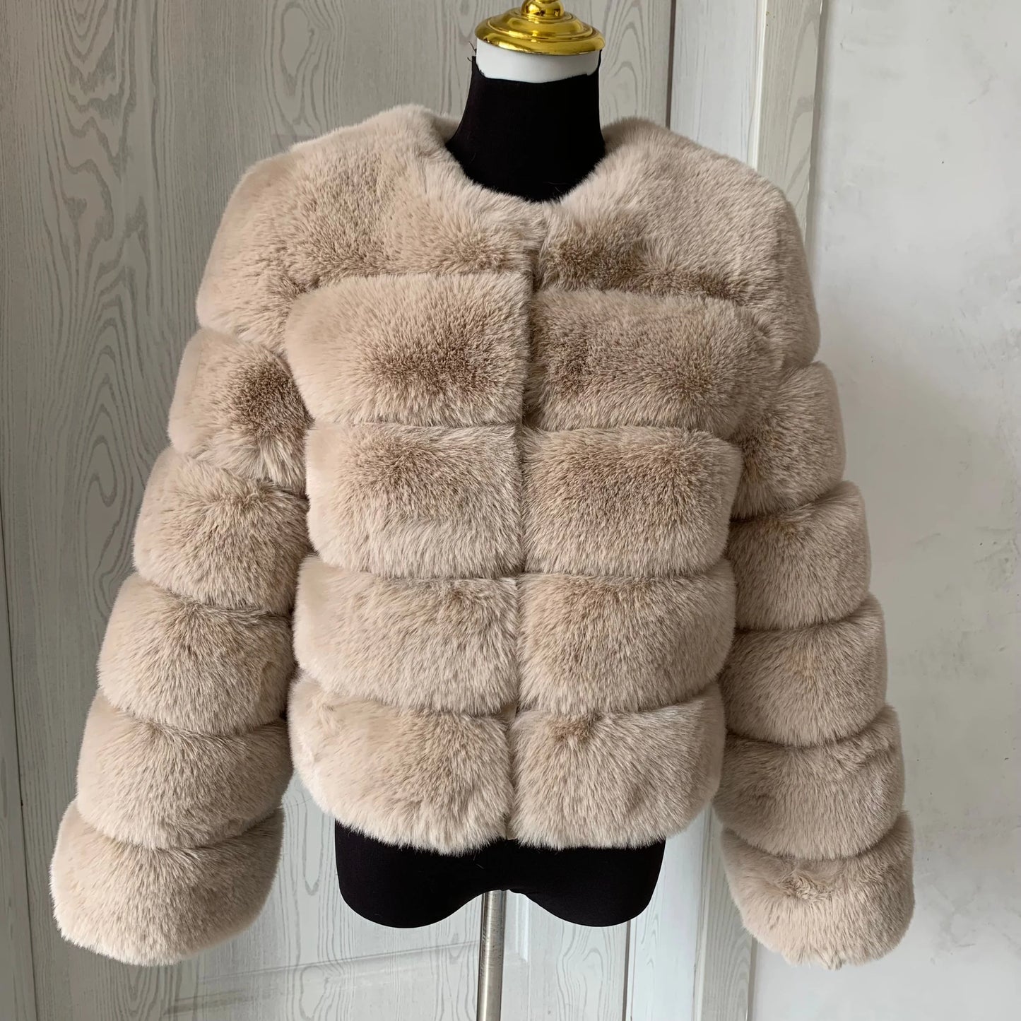 Elegant Winter Faux Fox Fur Crop Jacket