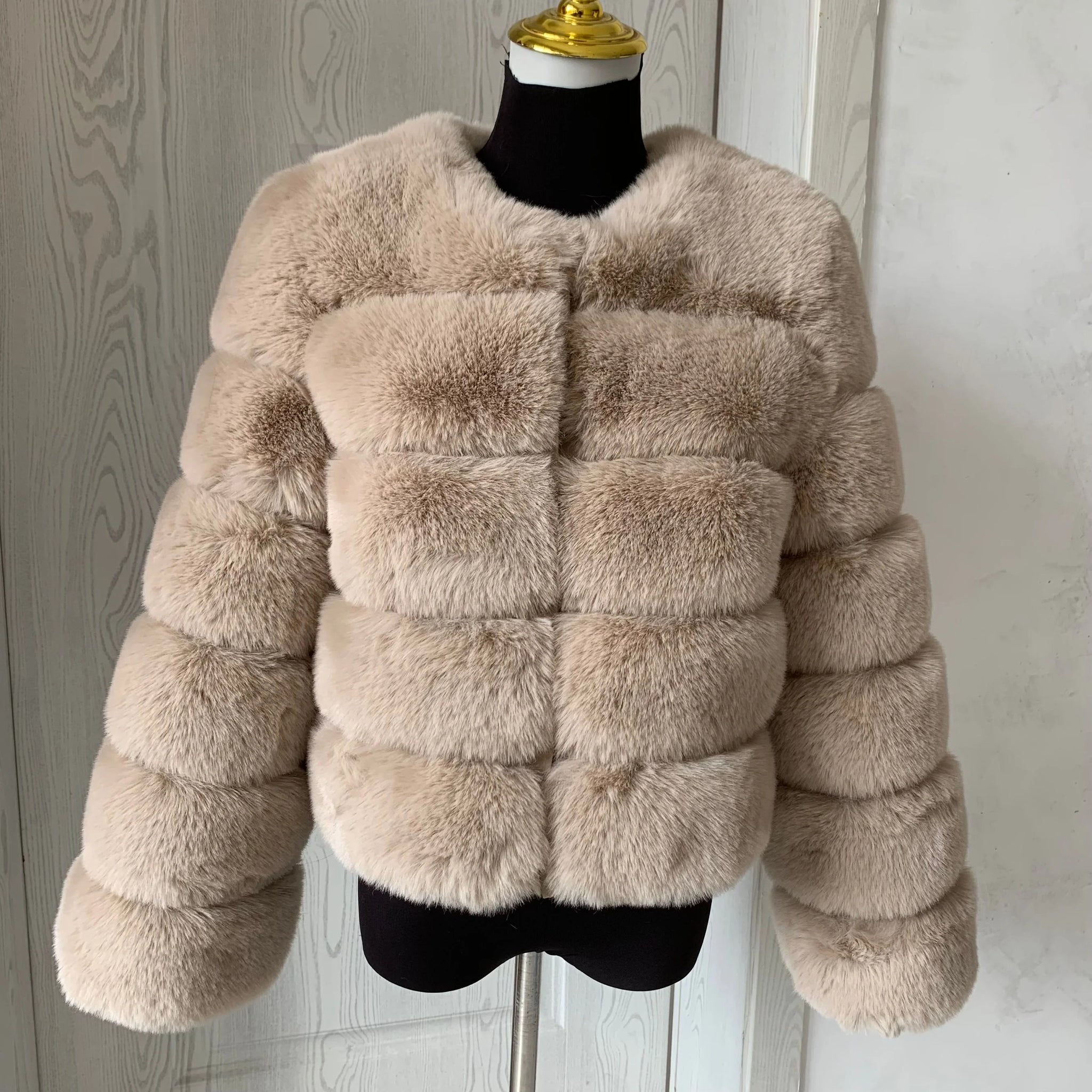 Elegant Winter Faux Fox Fur Crop Jacket