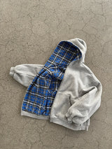 Reversible Oversized Plaid-Lined Hoodie