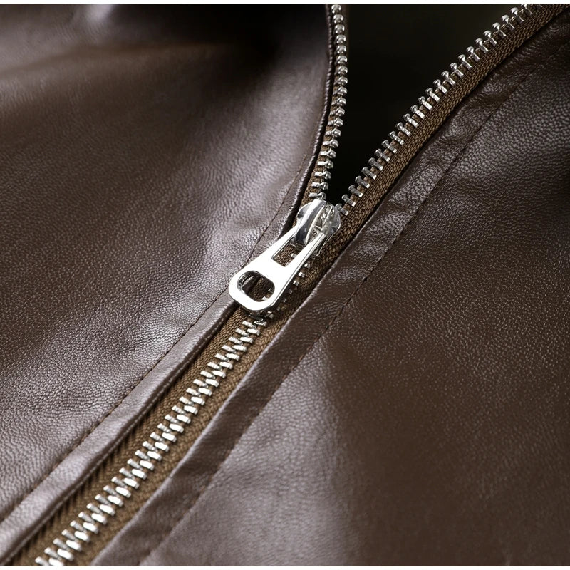 Chic Stand Collar Leather Jacket