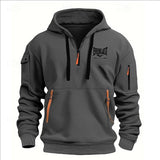 Men’s Printed Fleece Hoodie with Zipper Details