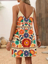 Elegant V-Neck Floral Vacation Dress
