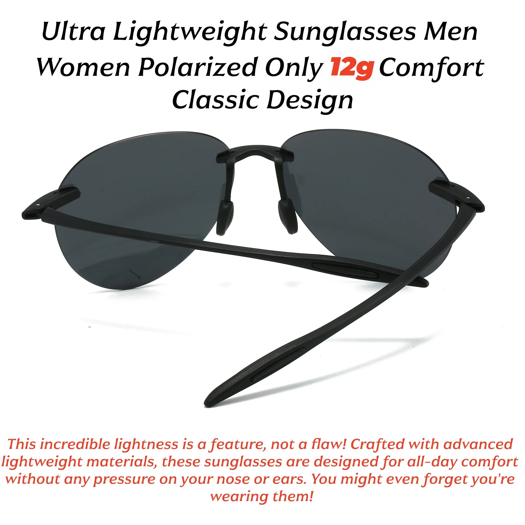 TR90 Frameless Polarized Aviator Sunglasses – Ultralight