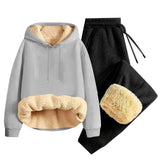 Men’s Thickened Lamb Velvet Hoodie Set
