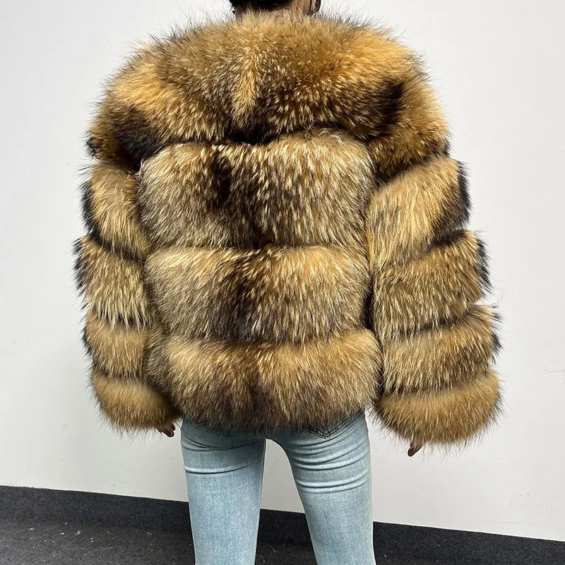 Luxury Women’s Real Raccoon & Fox Fur Jacket | Premium Winter Outerwear