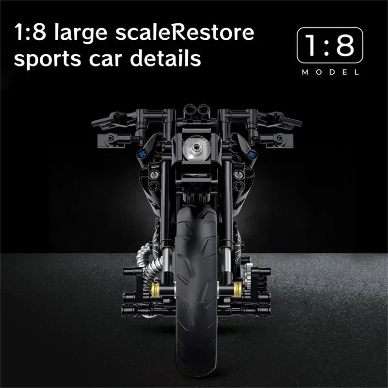 Technical MOC Construction Bricks Motorcycle Model Creative Building Kit Assembly Toys Educational Gift for Children Boys Girls