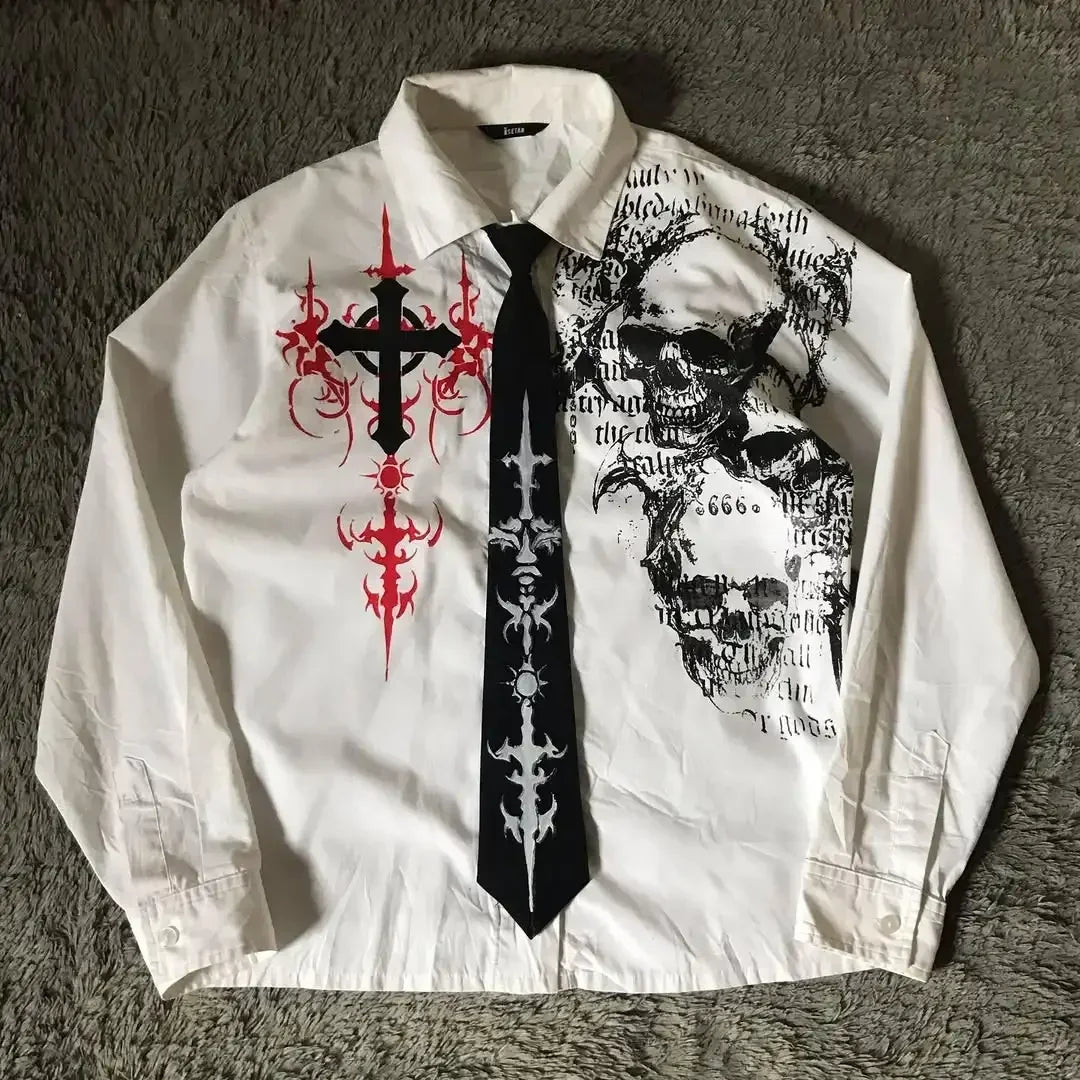 Men’s Y2K Gothic Skull Graphic Shirt
