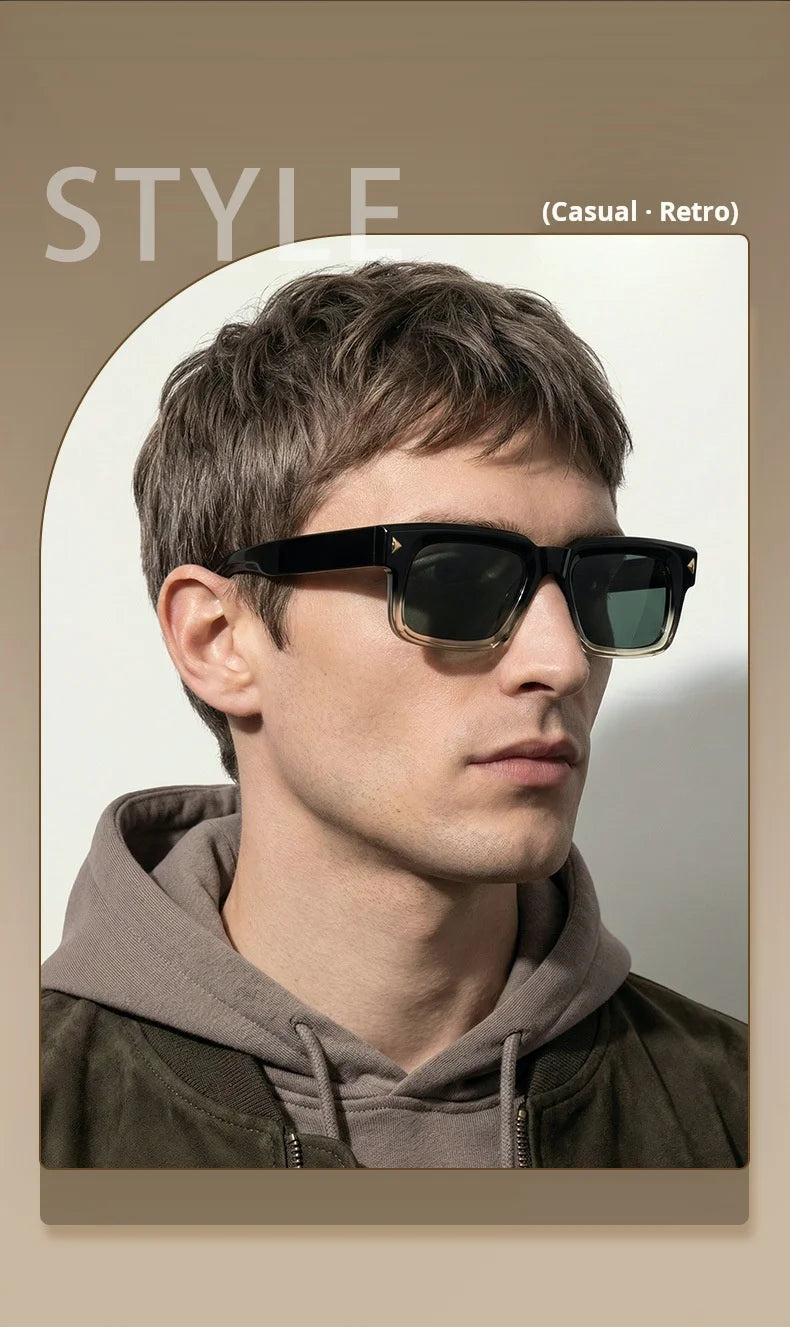 YIMARUILI Retro Square Men's Polarized Sunglasses Fashion Trend UV Protection High Quality TR90 Acetate Women's Driving Glasses
