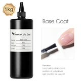 Venalisa Long Wear Tempered Top Coat Reinforce Gel Refill Package Soak Off UVLED Nail Gel Polish Big Volume 225g/30ml Base Gel