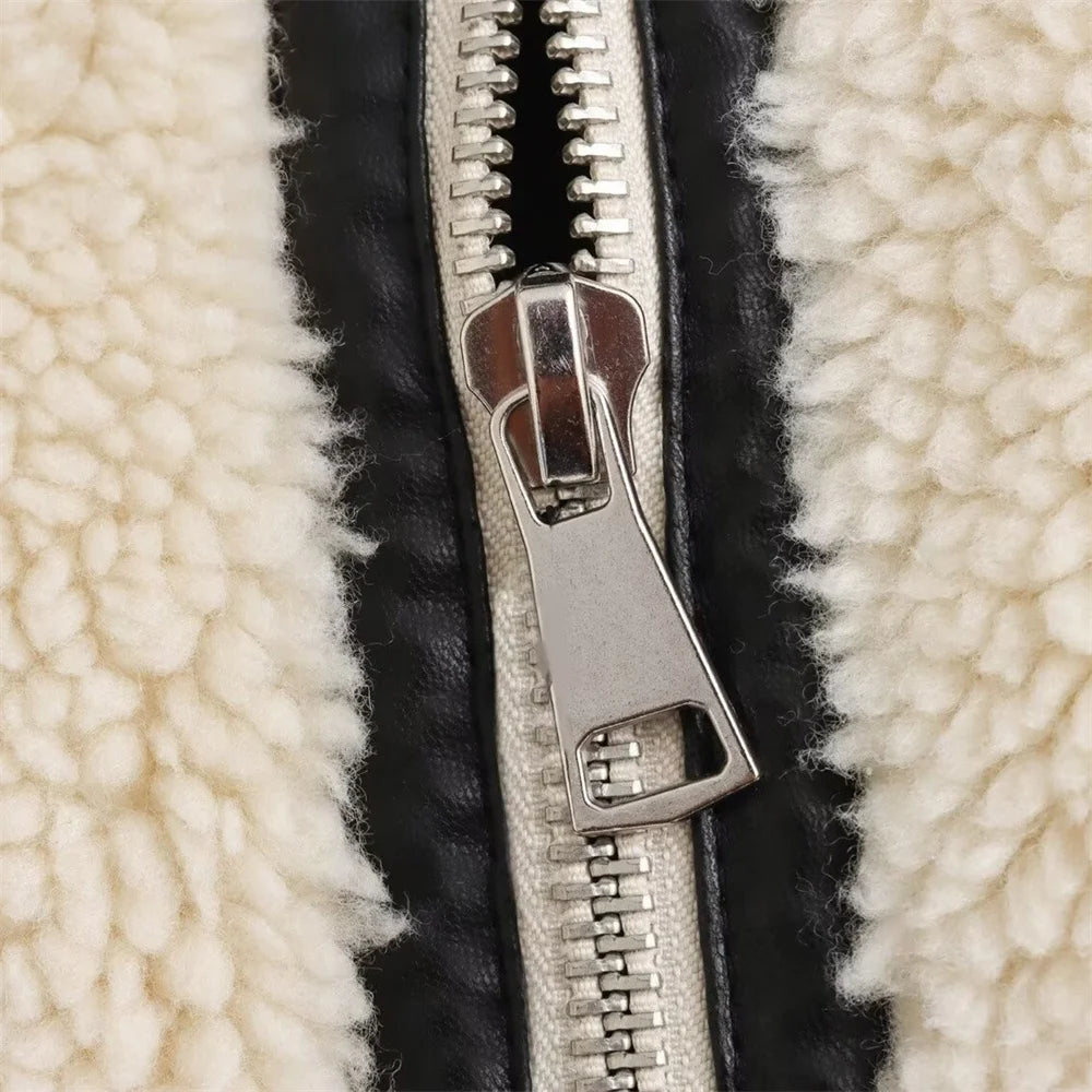 Faux-Fur Trimmed Moto Jacket