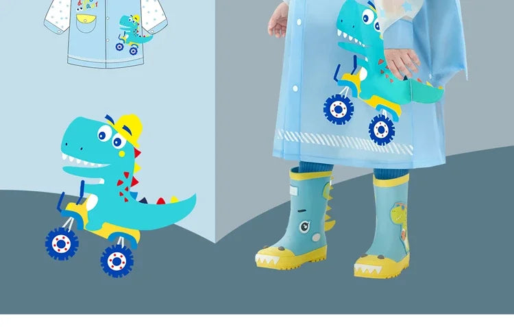 Kids Waterproof Cartoon Raincoat | Dinosaur & Unicorn