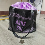 Purple Drawstring Handbags For Women Japan Brand Designer Shoulder Bag Large Capacity Embroidery Fashion Casual Shopper Tote Bag