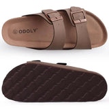 Comwarm Men's Cork Footbed Slides Sandals Arch Support Summer Outdoor Sandals with Adjustable Buckle Leisure Men Leather Slides