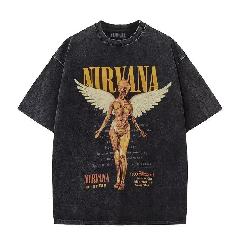 Nirvana In Utero Washed Cotton Oversized T-Shirt — Retro Y2K Streetwear Tee