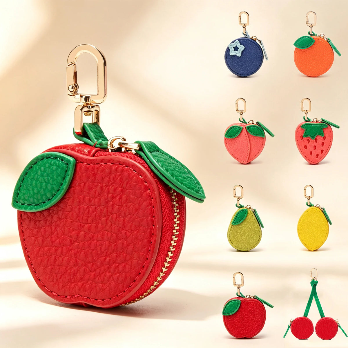 Fruit Coin Purse with Zipper & Keychain