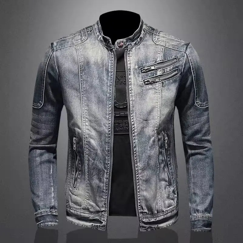 Men's USA-Made Slim Fit Denim Zipper Jacket | Autumn & Winter Casual Coat