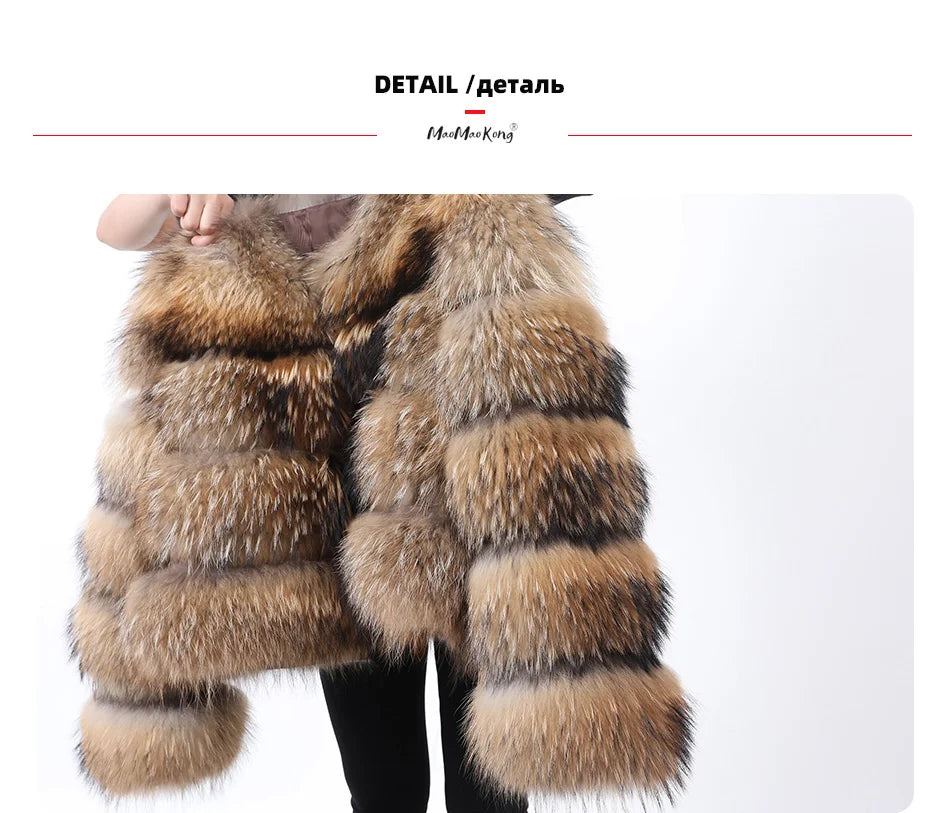 Luxury Women’s Real Raccoon & Fox Fur Jacket | Premium Winter Outerwear