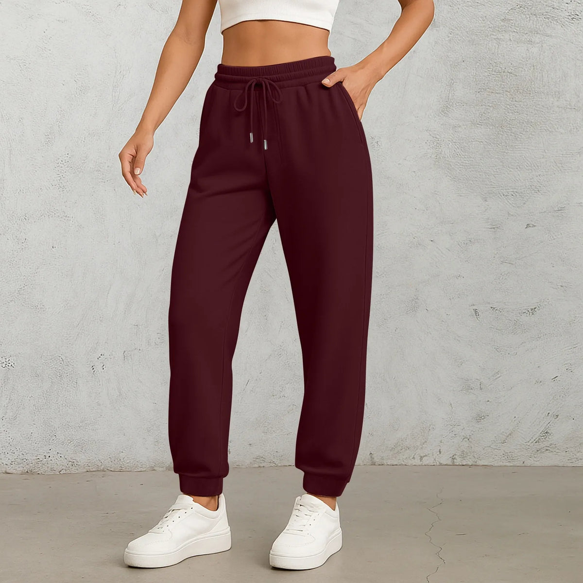 Women's High-Waist Drawstring Straight-Leg Pants