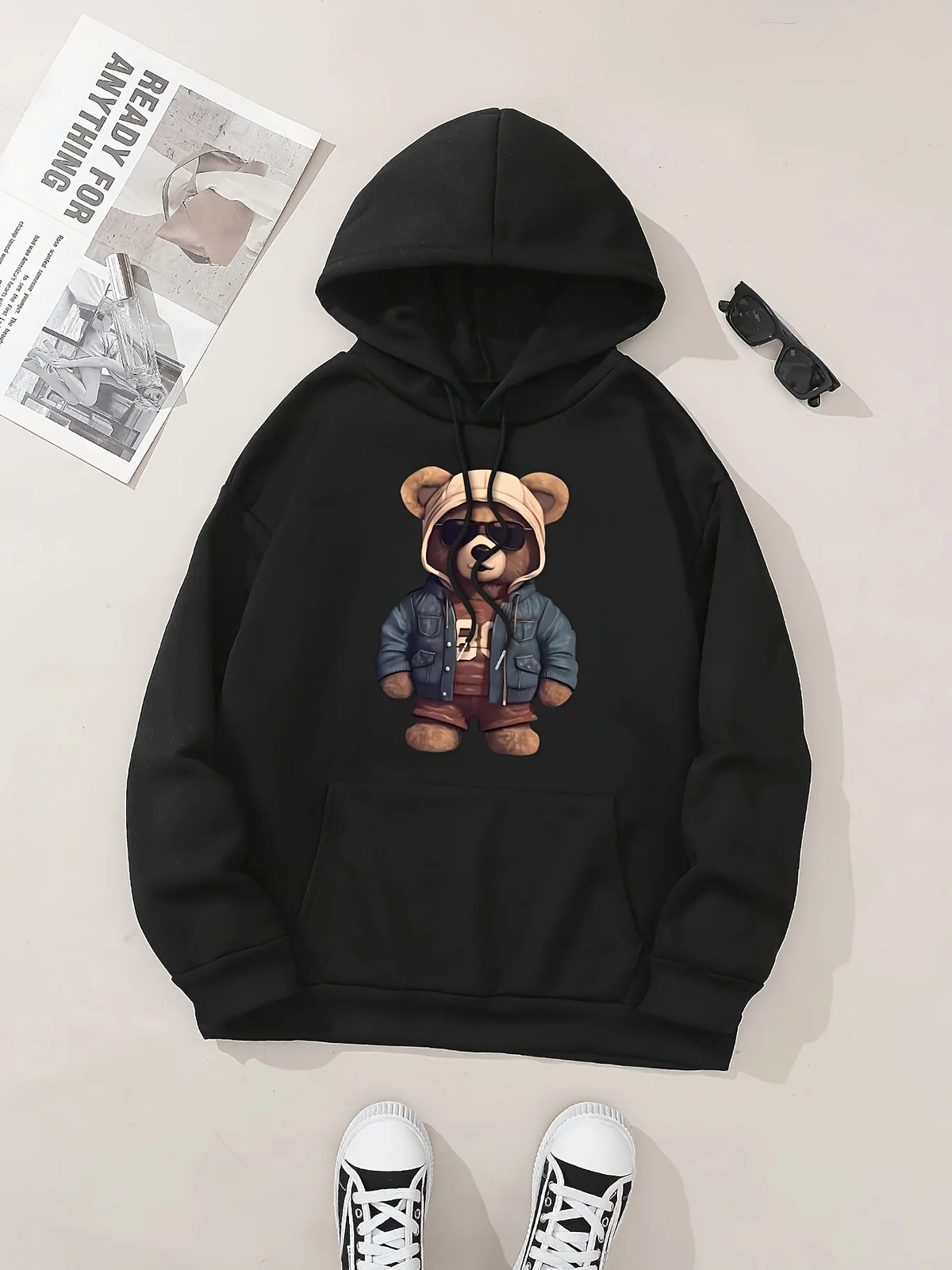 Women's Cat Print Hoodie – Cozy Casual Pullover
