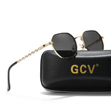 GCV Brand Classic Retro Women's Rectangular Square Metal Frame Glasses, Sunglasses, Polarizer Lenses，Box Oculos De Sol Gafas