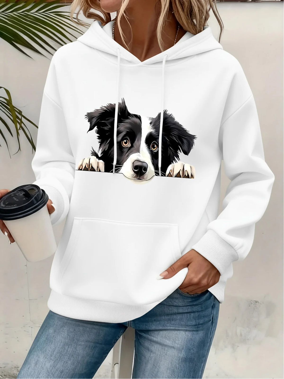Women's Cat Print Hoodie – Cozy Casual Pullover