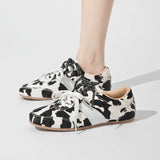 AIYUQI Women's Flat Shoes 2026 New Genuine Leather And Horse Hair Female Sneakers Large Size Lace-up Shoes For Women
