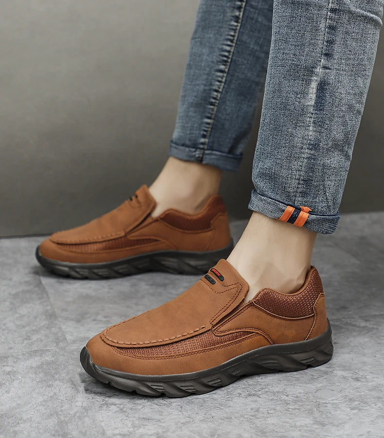 Men Leather Casual Shoes Breathable Loafers Men Sneakers New Male Comfortable Leather Flat Footwear Sneakers Men Shoes