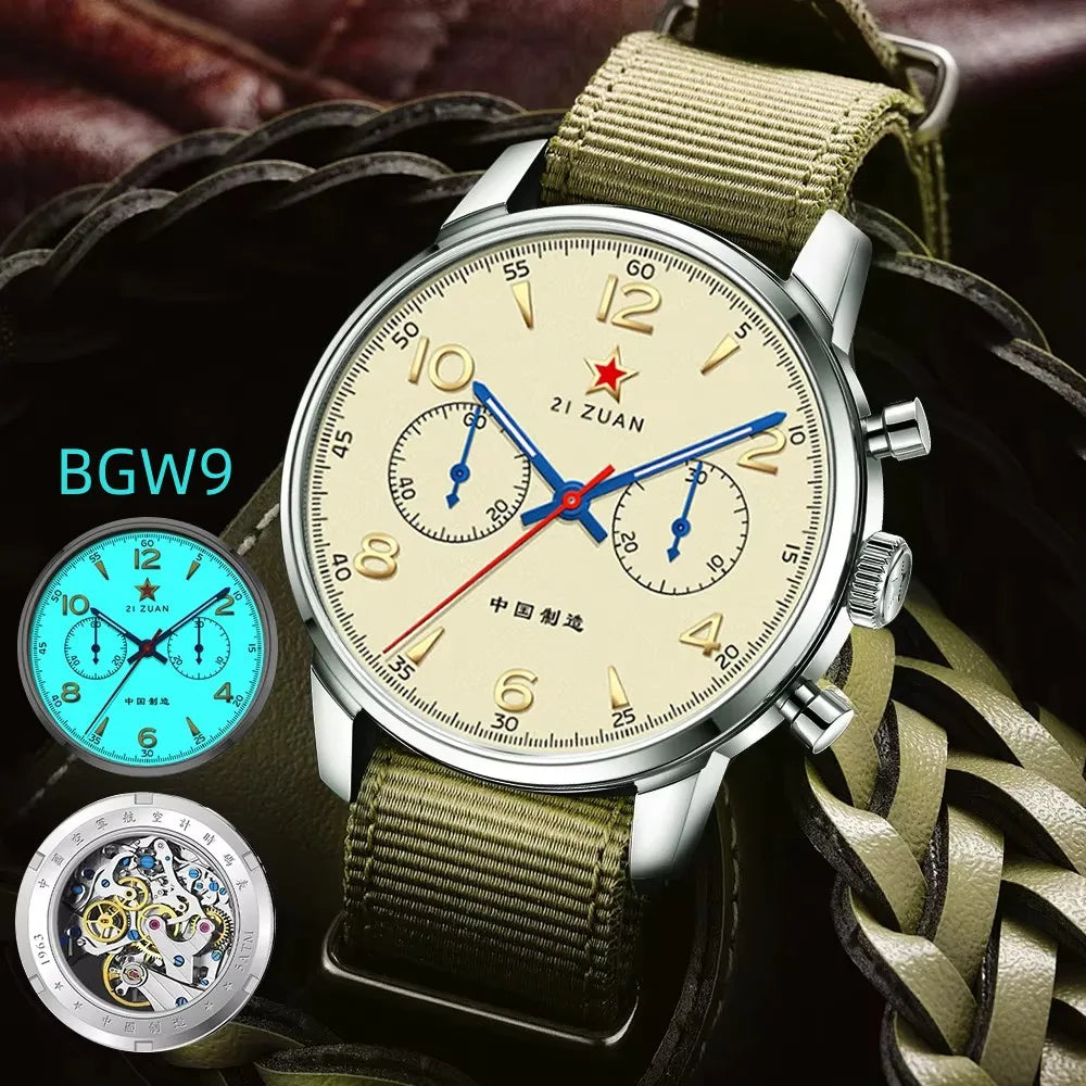 TOPHILL Classic Aviator 40mm Chronograph 1963 Mechanical Wristwatch ST1901 Watch For Men Sapphire Glass BGW9 TL025G