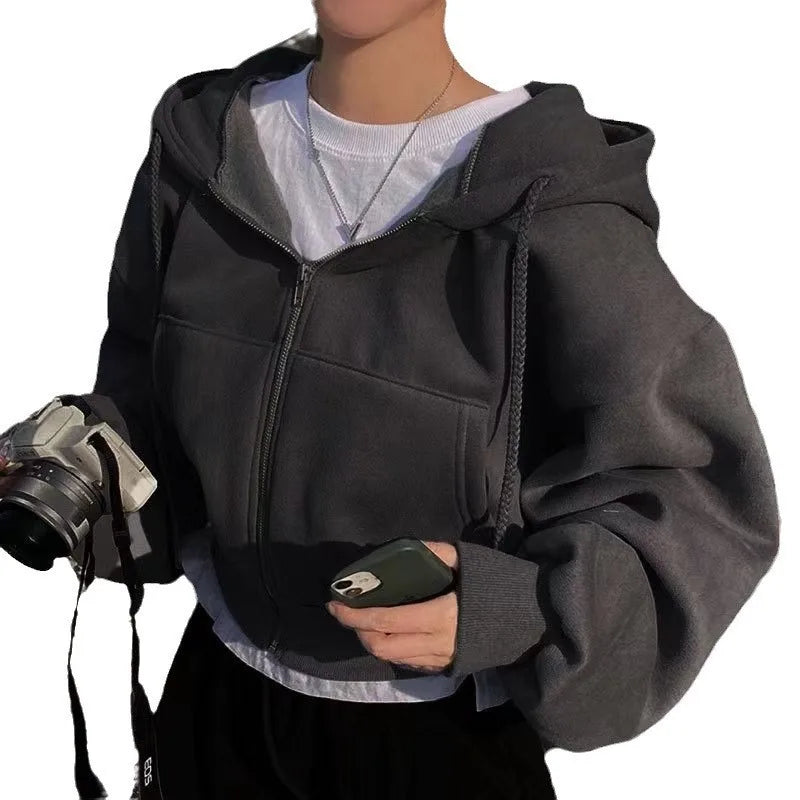 Women’s Y2K Zip-Up Crop Hoodie