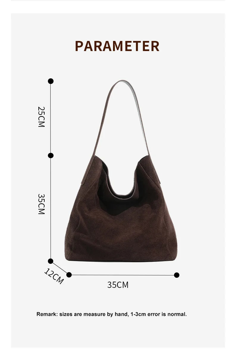 Frosted Suede Tote Bag – Large Capacity Shoulder Bag