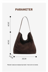 Frosted Suede Tote Bag – Large Capacity Shoulder Bag