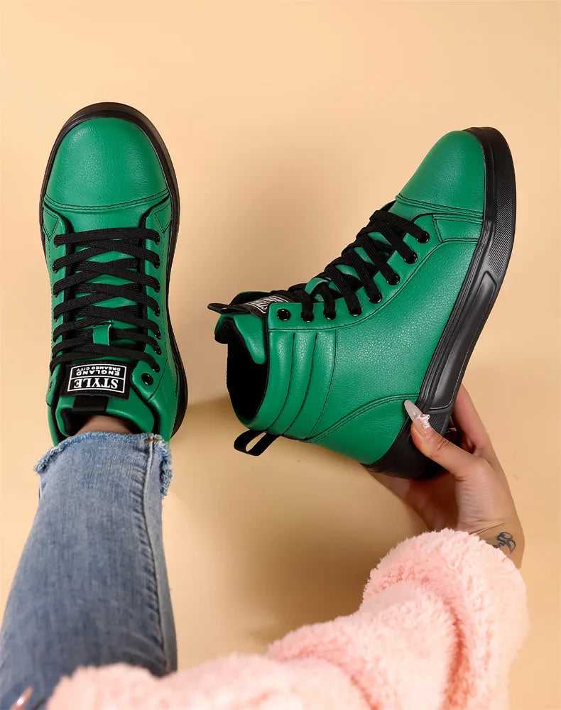 2026 Spring Fashion Red Men's Sneakers High Top Skateboarding Shoes for Men Women Comfortable Unisex Leather Sneakers Size 35-46