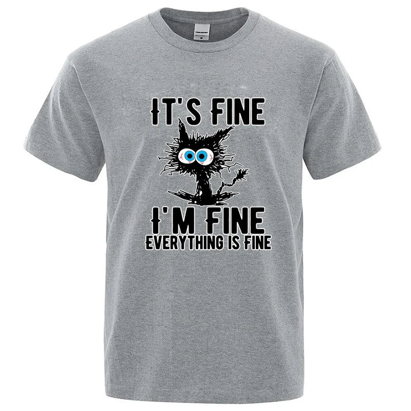 Funny Cool Cat Printed T-shirt