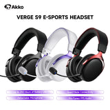 AKKO Verge S9 E-Sports Headset with Mic Quad-Mode Gaming Headphone 7.1 Channel Surround Sound Pro-Tuned FPS Audio 53mm Driver
