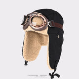 retro men pilot hat with glasses Bomber hat men ski cap wholesale winter hat women thickened warm ear protect riding cap털모자