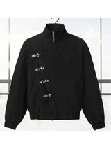 2026 Single Breasted Buckle Zipper Design Versatile Jacket Lady Trendy Elegant Tops Spring Loose Casual Stand Collar Street Coat