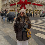 Elegant Winter Walnut Faux Fur Overcoat