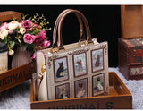 Vintage Luxury Leather Tote – Designer Cat Embroidery Shoulder Bag