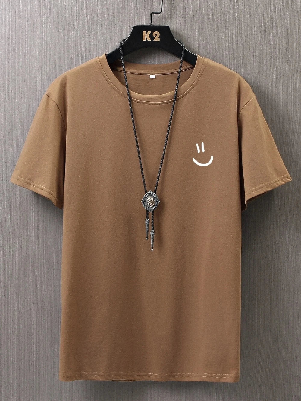 Men's Cotton T-Shirt with Minimalist Smile Print