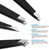 Professional 4-Piece Stainless Steel Tweezers Set with Travel Case - USA Origin