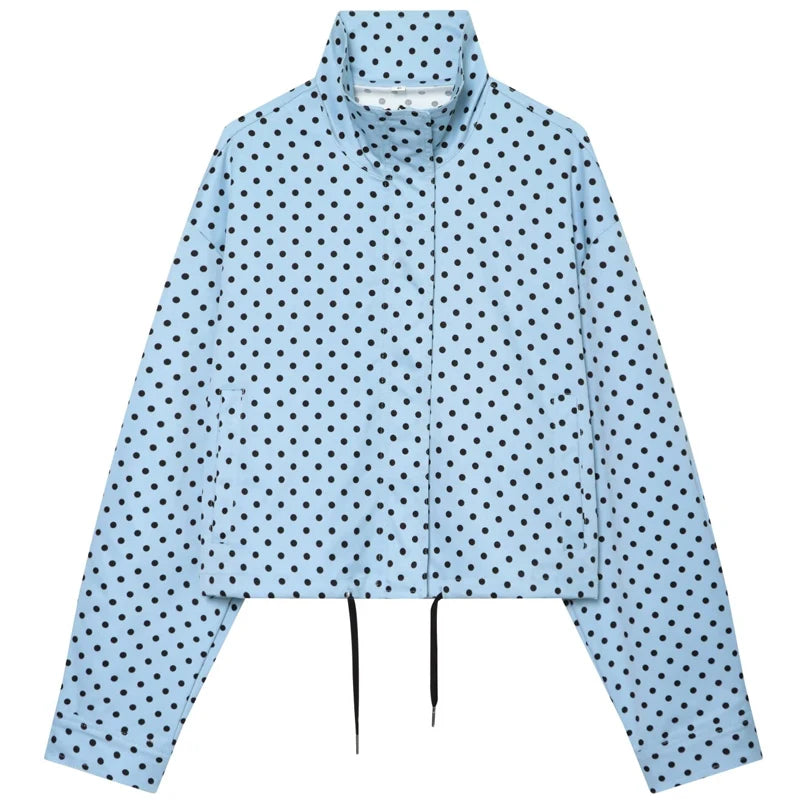 HXAO Polka Dot Bomber Jacket – Women's Zip-Up Coat