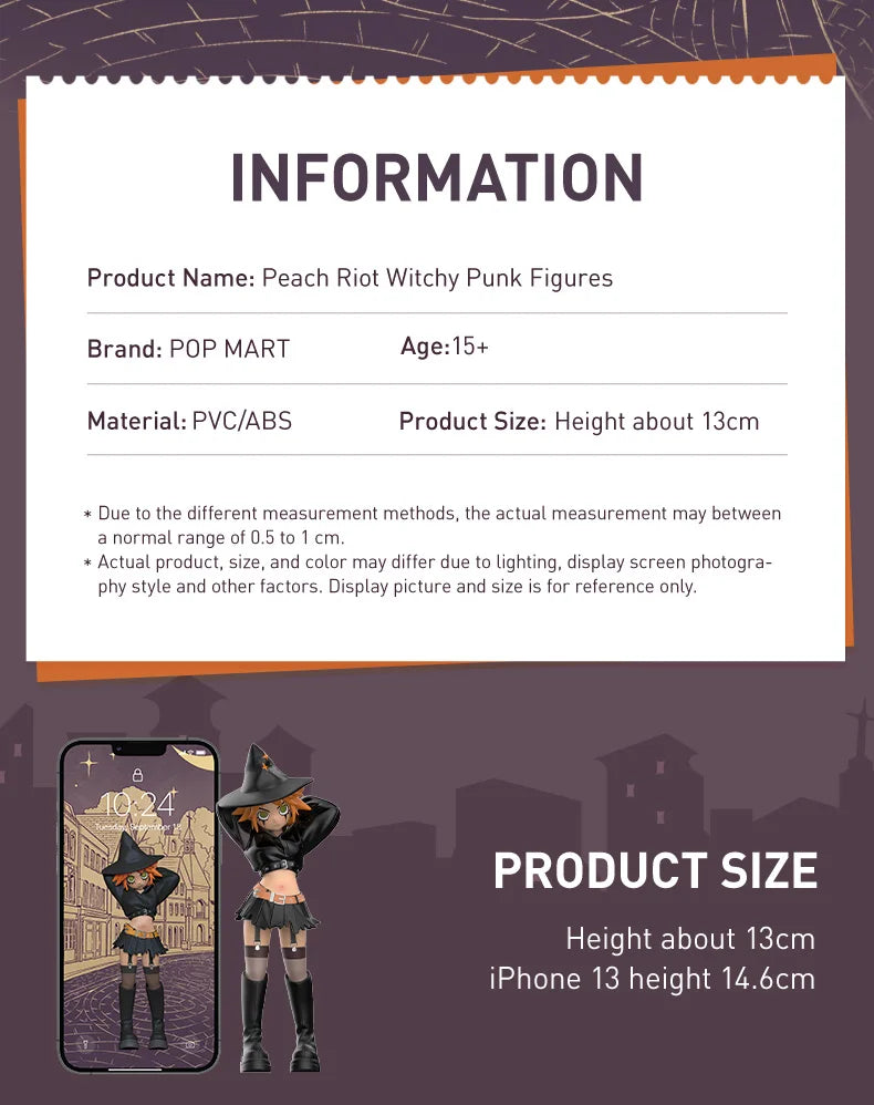 POP MART Peach Riot Witchy Punk Figures 100% Figurine Cute Toy Action Figure