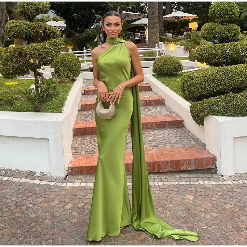 Elegant Ribbon Halter Maxi Dress