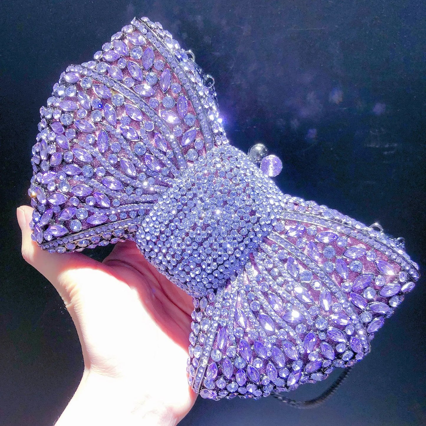 Elegant Rhinestone Bowtie Evening Bag Fashionable Luxurious Banquet Crystal Clutch Personalized Handbag Unique Diamond Party Bag